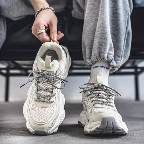 Sapatilhas masculinas 2025 novas sapatilhas desportivas casuais na moda respiráveis de verão, sapatilhas versáteis de rede para corrida para corrida que aumentam a altura