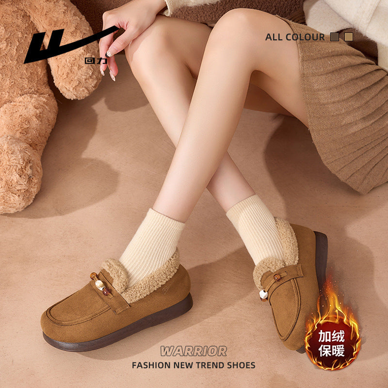 Sapatos Birkenstock quentes de inverno Warrior, sapatos femininos de um pé com calça confortável, sapatos confortáveis de algodão de cor sólida com sola fina para roupa exterior de inverno