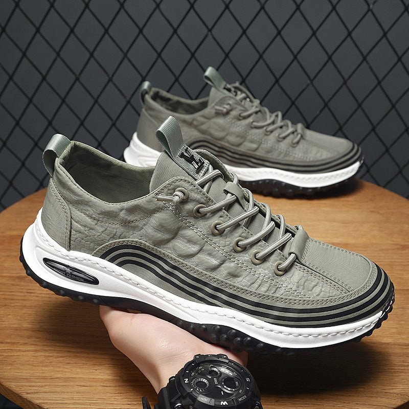 Sapatos masculinos respiráveis de verão, sapatos de seda de gelo para proteção ao trabalho masculino, sapatos de tecido de trabalho, sapatos desportivos casuais e na moda