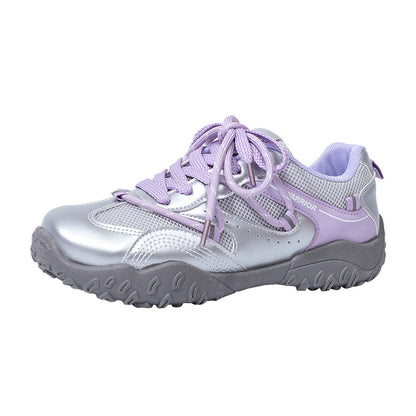 Sapatos pretos Warrior Trendy Cool com Atacadores para Mulher, Ténis de sola fina e respiráveis, ténis de bico arredondado, leves e confortáveis