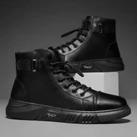 Sapatos masculinos de primavera: novas botas Martin de cano alto, botas casuais de couro para homem, botas britânicas vintage vintage na moda