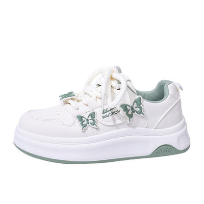 Sapatos desportivos borboleta com blocos de cor Warrior, sapatos casuais casuais casuais confortáveis com sola grossa e baixo, sapatos femininos na moda, versáteis e estéticos elevados