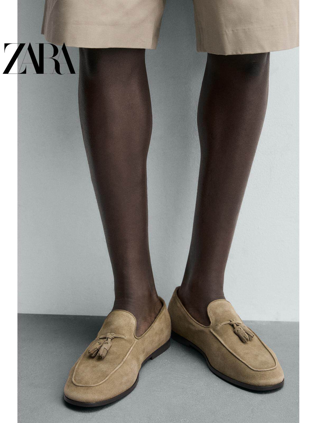 ZARA 2026 Primavera/Verão Sapatos Masculinos Novos com Camurça e Detalhes em Couro Sapato Náutico Social 2632720 131
