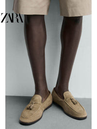 ZARA 2026 Primavera/Verão Sapatos Masculinos Novos com Camurça e Detalhes em Couro Sapato Náutico Social 2632720 131