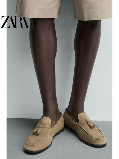 ZARA 2026 Primavera/Verão Sapatos Masculinos Novos com Camurça e Detalhes em Couro Sapato Náutico Social 2632720 131