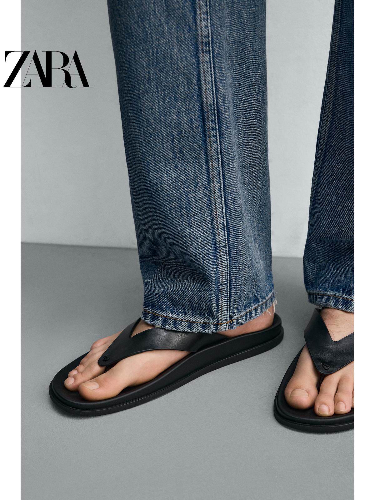 ZARA 2026 Primavera/Verão Novos Sapatos Masculinos Chinelos Rasteiros com Tiras 2737720 800
