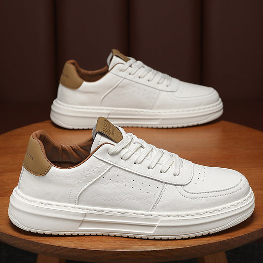Sapatos masculinos de verão: sapatos brancos novos e respiráveis, ténis modernos para a juventude masculina, versáteis de sola grossa, ténis casuais