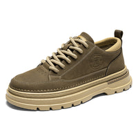 Sapatos masculinos: novos sapatos de outono versáteis para roupa casual de trabalho, botas Martin de homem, sapatos de cabai vintage em pele de cano baixo, ténis desportivos