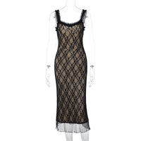 Comércio exterior europeu e americano quente novo sexy renda detalhes peito laço irmã real estilo mid slip vestido mulheres