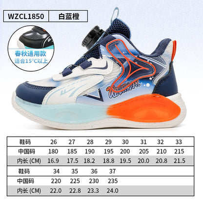 Sapatos infantis Warrior, ténis de basquetebol para rapazes dos 6 aos 12 anos, ténis de couro novos para o outono, sapatos de botão versáteis e modernos, confortáveis
