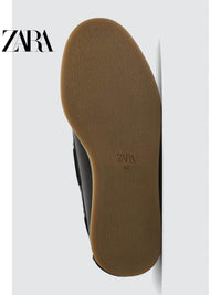 Sapatos masculinos ZARA Primavera/Verão 2026, cabedal em couro liso, bico redondo, estilo náutico, 2438720 800