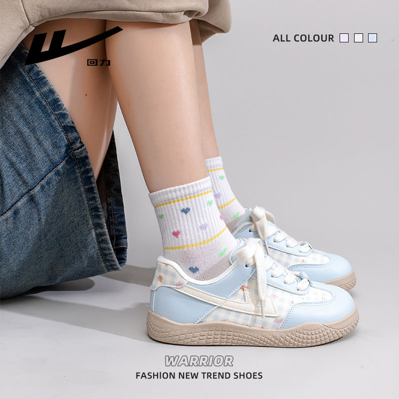 Warrior 2026 Novos sapatos confortáveis de camada única com blocos de cor baixos, design estético elevado, sapatos casuais, sapatos femininos de moda versáteis
