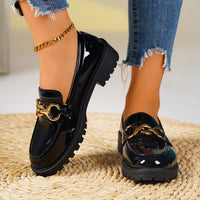 Sapatos pequenos de couro ao estilo britânico para mulheres, sapatos simples de salto redondo e salto grosso de 2025, sapatos de sola grossa, mocassins versáteis primavera/outono