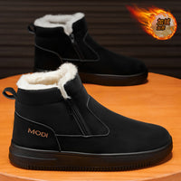 Botas de neve, botas Martin integradas em lã e pele, impermeáveis e antiderrapantes e de sola grossa, sapatos de algodão quente forrados a polar de inverno de cano alto para homem