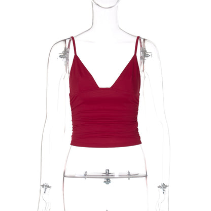 AliExpress INS estilo moda street style sexy de decote em V de cor sólida cropta, versátil slim fit camisola europeia e americana por grosso