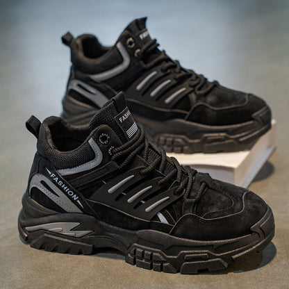 Sapatos masculinos de cano alto, proteção para o trabalho de outono, sapatos impermeáveis antiderrapantes para caminhadas ao ar livre, botas Martin desportivas casuais de sola grossa