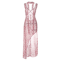 Vestido Feminino Quente Novo Quente de Verão 2026, Floral Sexy, Abertura Sem Costas, Abertura Aberta para Mulheres