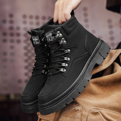Botas Martin para Homens, Novo Vestuário de Trabalho Outono/Inverno 2025, Sapatos Desportivos Casuais Altos de Homem Casual, Sapatos Masculinos de Pele Macia ao Estilo Britânico