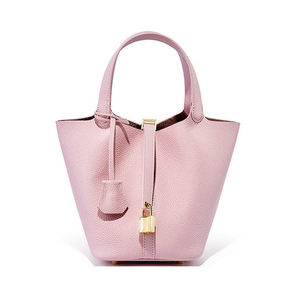 Malas 2026 Nova Cesta de Couve com Balde Bolsa de Mulher TC Mala de Pele Genuína Mala de Mãe Bolsa de Noiva Sensação de Luxo de Casamento