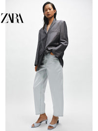 ZARA 2026 Verão Nova Coleção Sapatos Mule Femininos, Sandálias de Salto Alto com Bico Quadrado em Couro, 1301810 044