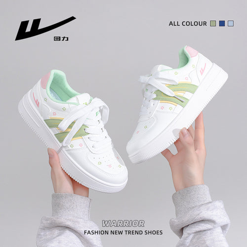 Sapatos estrela da moda com blocos de cor Warrior, ténis modernos da primavera, sapatos casuais versáteis em pele e respiráveis, sapatos femininos