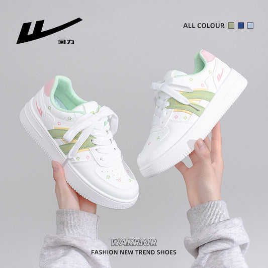 Sapatos estrela da moda com blocos de cor Warrior, ténis modernos da primavera, sapatos casuais versáteis em pele e respiráveis, sapatos femininos