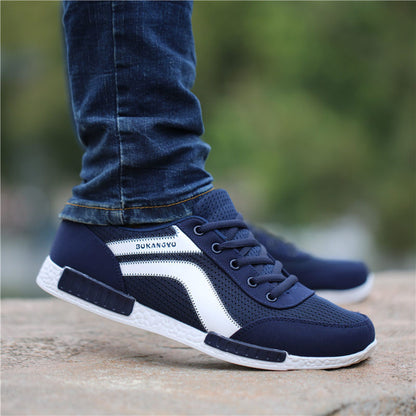 Sapatos de primavera e modernos para homem, sapatos de rede respiráveis, sapatos desportivos casuais ao estilo coreano resistentes a odores, sapatos versáteis de malha oca para homens
