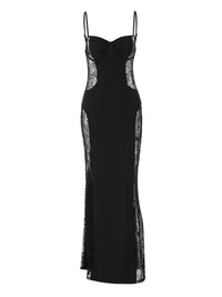 Novo vestido slip de renda francesa de retalhos oco, que aperta a cintura, sexy e justo à anca para vendas transfronteiriças na Europa e América