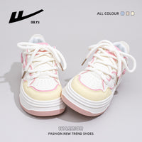Sapatinas sapatinas versáteis para mulher com blocos de cor Warrior Dopamine, visual alto, design de ténis na moda, sapatos casuais de estilo preppy