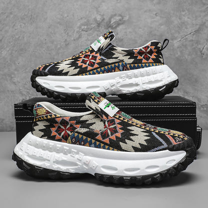 Sapatos masculinos: ténis de corrida de lona grossa com sola de verão, sapatos de pai com sola resistente ao desgaste para adolescentes