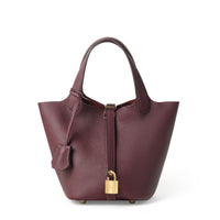 Malas 2026 Nova Cesta de Couve com Balde Bolsa de Mulher TC Mala de Pele Genuína Mala de Mãe Bolsa de Noiva Sensação de Luxo de Casamento