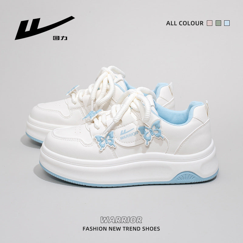 Sapatos desportivos borboleta com blocos de cor Warrior, sapatos casuais casuais casuais confortáveis com sola grossa e baixo, sapatos femininos na moda, versáteis e estéticos elevados
