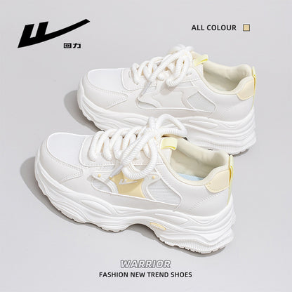 Sapatos de pai estilo minimalista Warrior, sapatos desportivos de sola grossa respiráveis em malha, sapatos casuais casuais para caminhadas ao ar livre primavera/outono 2025