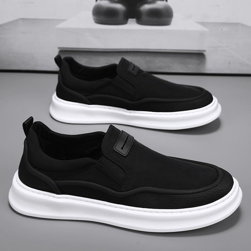 Sapatos de lona para homem, ténis desportivos casuais de verão para o verão, sapatos pretos de uma perna com sola macia e tecido da moda