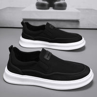 Sapatos de lona para homem, ténis desportivos casuais de verão para o verão, sapatos pretos de uma perna com sola macia e tecido da moda