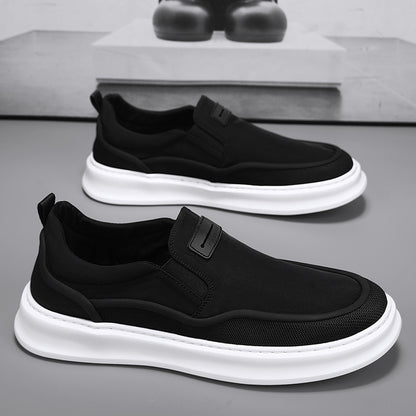 Sapatos de lona para homem, ténis desportivos casuais de verão para o verão, sapatos pretos de uma perna com sola macia e tecido da moda