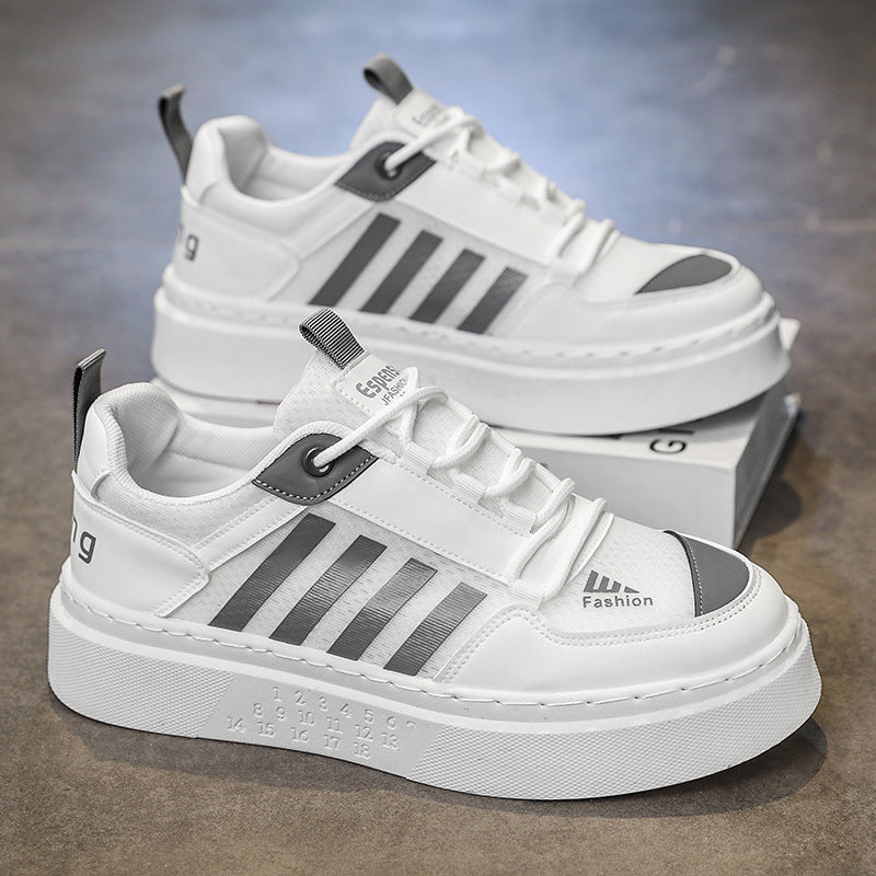 Sapatos de Homem 2025 Verão Novos Sapatos Brancos Respiráveis, Ténis Desportivos Leves e Que Aumentam a Altura, Ténis Simples e Versáteis para Estudantes
