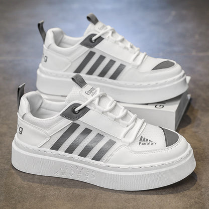 Sapatos de Homem 2025 Verão Novos Sapatos Brancos Respiráveis, Ténis Desportivos Leves e Que Aumentam a Altura, Ténis Simples e Versáteis para Estudantes