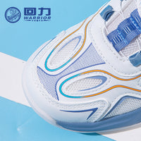 Sapatos vermelhos de rapazes com botões, sapatos de badminton em pele com rede fixe, sapatos infantis Warrior novos de outono, sapatos desportivos de interior