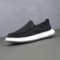 Sapatos de Homem 2025 Outono Novos de Lona de Sola Grossa Sapatos Casuais de Tecido Masculino Confortáveis Calçados de Tecido Preguiçosos Versáteis Versáteis