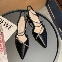 Sandálias de moda para mulheres, estilo de fada, novo verão 2023 de saltos fechados com saltos altos de strass, combinados com saias e sapatos femininos