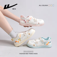 Os novos sapatos femininos coreanos e versáteis da Warrior, sapatos sapatilhos energéticos, fofos, ocos e respiráveis, sapatos casuais de alto valor com blocos de cor