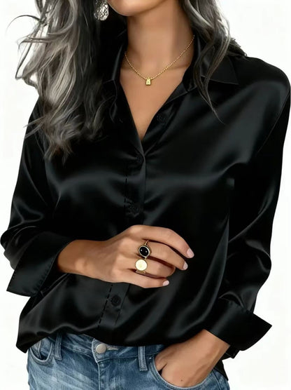 Camisa esponja colorida e brilhante da Amazon, elegante e para deslocações, adequada para uso versátil de mangas compridas na primavera e no outono