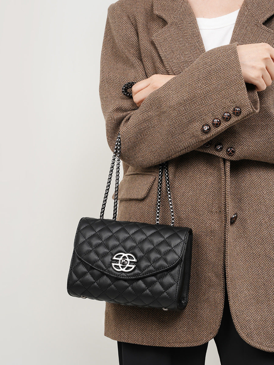 Malas femininas mais vendidas, estilo novo de nicho coreano, malas de corrente, couro genuíno de luxo leve de luxo cross-roll de gama alta para primavera/verão