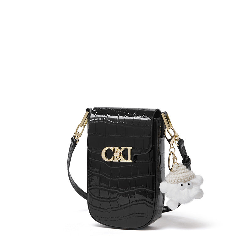 Malas de pele genuína, designs coreanos de nicho, novas malas Kaili, malas femininas crossbody de ombro simples, bolsa retro de batom para telemóvel e moderna
