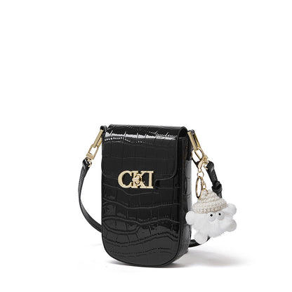 Malas de pele genuína, designs coreanos de nicho, novas malas Kaili, malas femininas crossbody de ombro simples, bolsa retro de batom para telemóvel e moderna