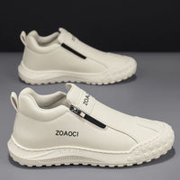 Novos sapatos brancos de um passo respiráveis para o verão masculino, ténis desportivos casuais antiderrapantes e resistentes ao desgaste, sapatos de proteção para o trabalho