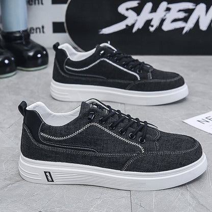 Sapatos Masculinos Primavera Respiráveis, Novos Sapatos Desportivos Casual Versáteis em Tecido, Sapatos de Tábua de Trabalho para Homens