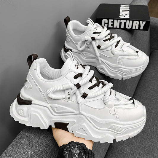 Sapatos de Homem: Novos Sapatos de Desporto Juvenil Modernos e Modernos de Outono, Sapatos Casuais de Sola Grossa e Aumento de Altura de Pequeno Pai da Moda