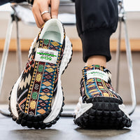 Sapatos masculinos: ténis de corrida de lona grossa com sola de verão, sapatos de pai com sola resistente ao desgaste para adolescentes